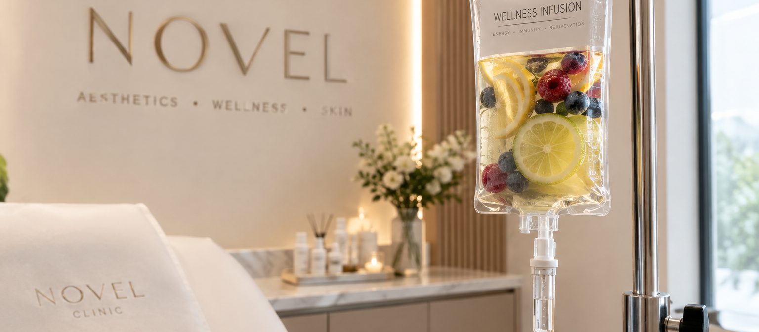 IV wellness infusion drip prepared in the treatment room