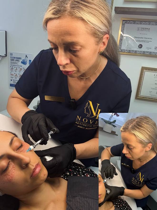 Aesthetic nurse administering a dermal filler treatment in Chelmsford