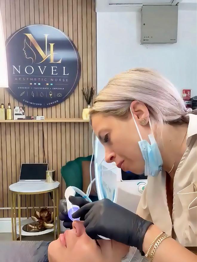 HydraFacial treatment being carried out at Novel Aesthetics in Chelmsford